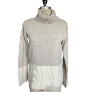 NWOT Wool Turtleneck Sweater DEREK LAM DENIM Oatmeal & Cream Size Small